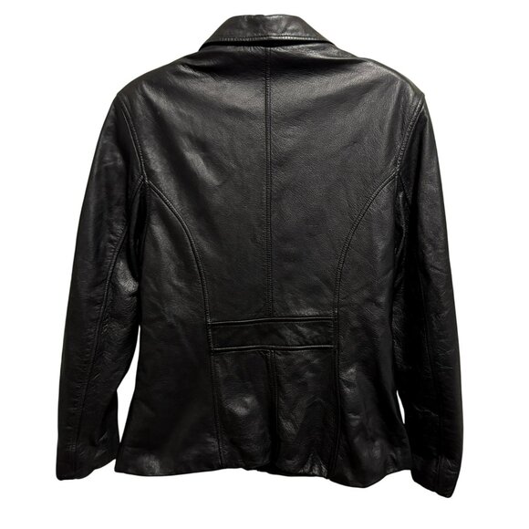 Wilsons Vtg 80's Black Leather Zip Front Jacket Sz M Fitted Pockets Lined Retro - Picture 4 of 5